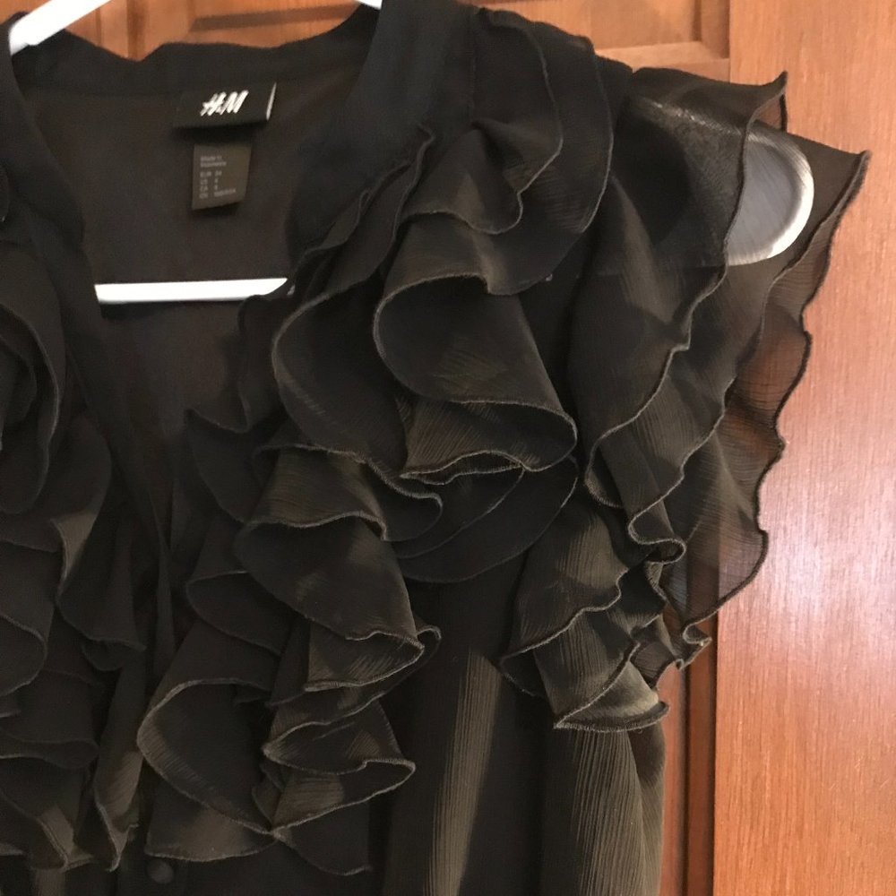 H&M Black Ruffle Blouse